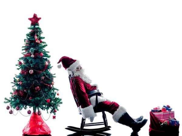 Santa claus trött silhouette isolerade — Stockfoto