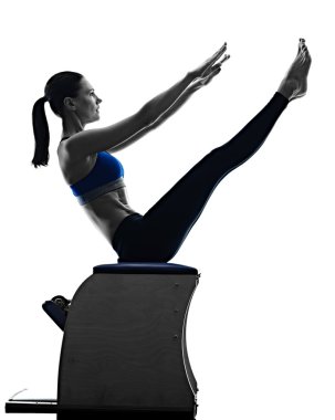 woman pilates chair exercises fitness isolated clipart