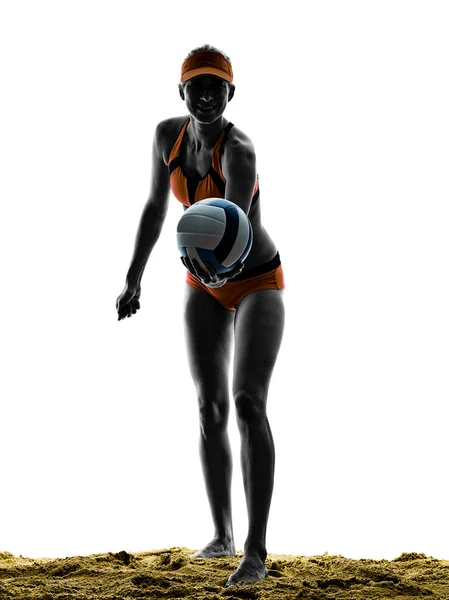 Femme plage volley ball joueur silhouette — Photo