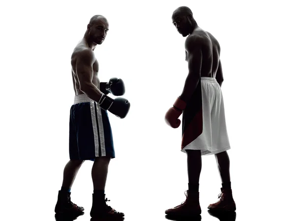 Uomo pugili boxe silhouette isolata — Foto Stock