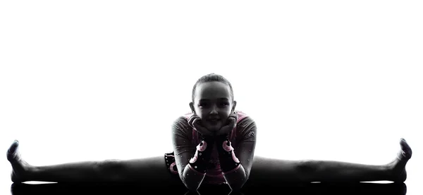 Silhouette de petite fille de gymnastique rythmique — Photo