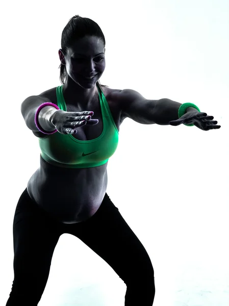 Mulher grávida fazendo exercícios de fitness — Fotografia de Stock