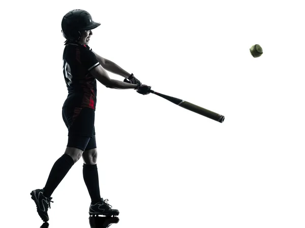 Wanita bermain softball — Stok Foto