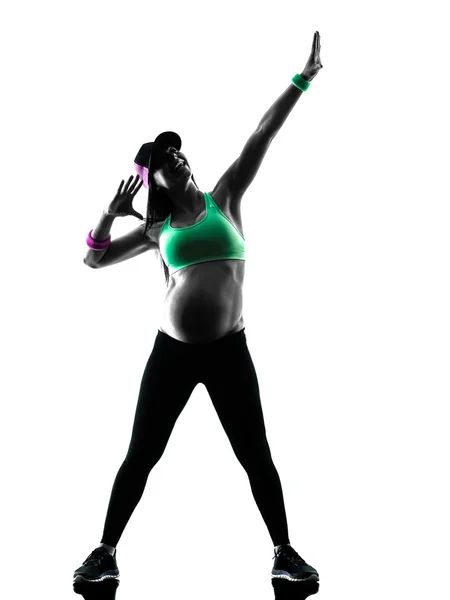 Mujer embarazada ejercicios de fitness silueta —  Fotos de Stock
