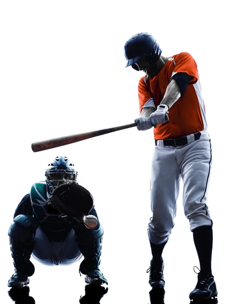 Men baseball players silhouette isolated — Stock Photo, Image