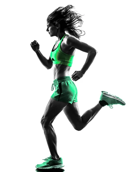 Woman runner running jogger jogging silhouette — Stock Photo, Image