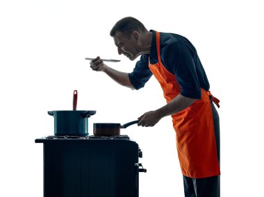 adam pişirme Şef siluet izole