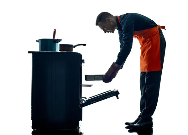 Homem cozinhando silhueta chef isolado — Fotografia de Stock