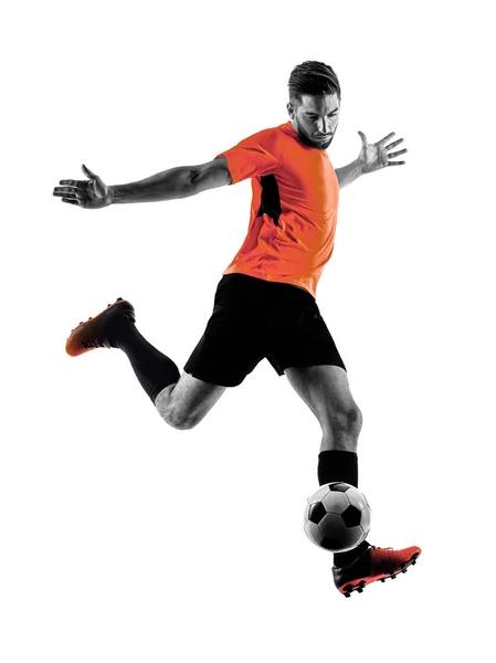 Voetbal speler Man geïsoleerde silhouet — Stockfoto