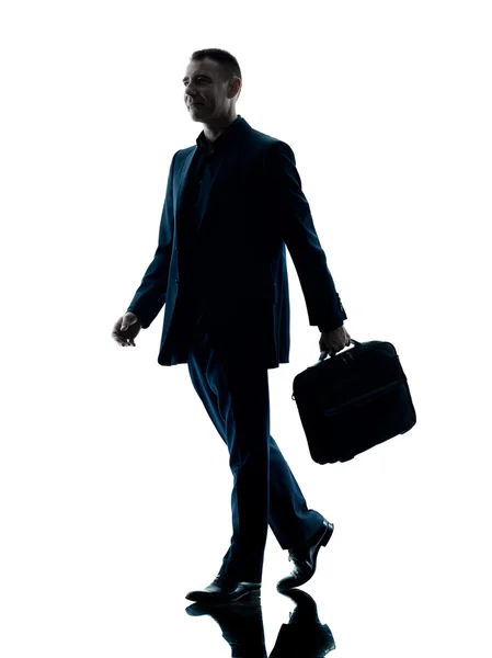 Geschäftsmann zu Fuß Silhouette isoliert — Stockfoto