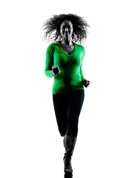 Woman Running silhouette isolated — Stock Photo, Image