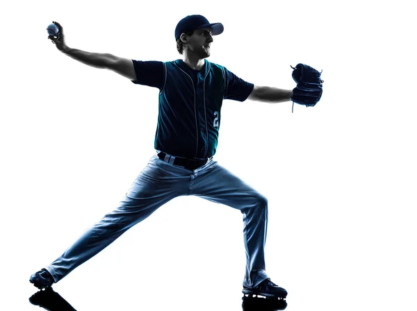 Uomo baseball giocatore silhouette isolato — Foto Stock