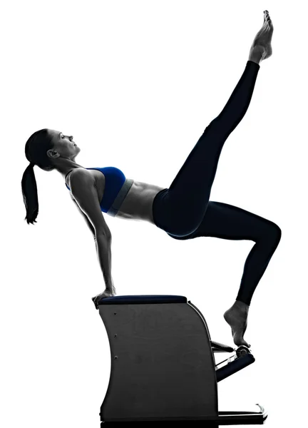 Woman pilates chair exercises fitness isolated — Stock Photo, Image