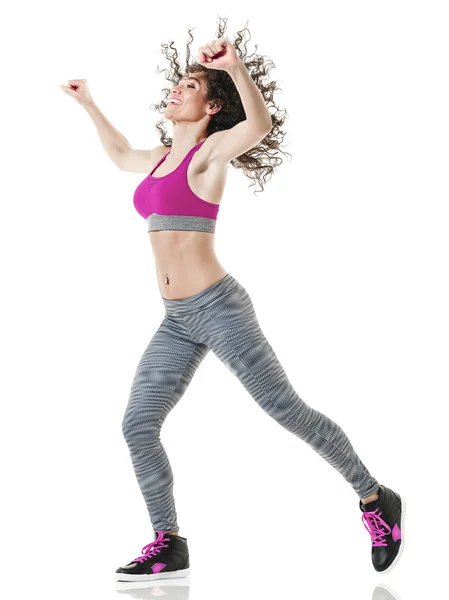 Mujer zumba bailarina bailando ejercicios de fitness —  Fotos de Stock