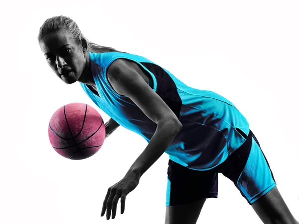 Žena basketbalový hráč silueta — Stock fotografie