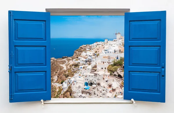 Vista panorámica de la ciudad de Oia en Santorini, Grecia — Foto de Stock