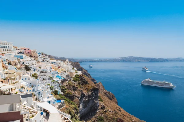 Fotografia panorâmica de casas e moradias na aldeia de Oia em Santorini Fotos De Bancos De Imagens Sem Royalties