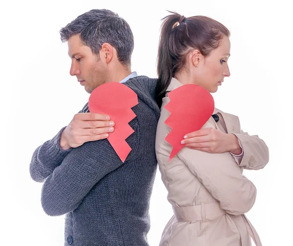 Divorcing couple with broken heart — Stock Photo, Image