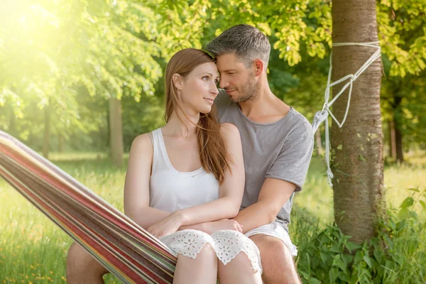 Togetherness couple outdoors — Stock Photo, Image