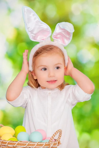 Easter girl with ears — Stock Photo, Image