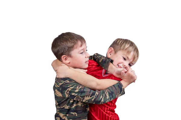 White Isolated Background Two Sportsmen Doing Self Defense Techniques — Stock Photo, Image