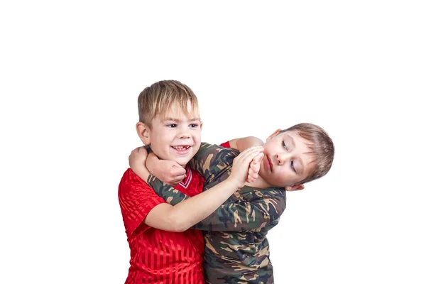 Two Sportsmen Doing Self Defense Techniques White Isolated Background — Stock Photo, Image