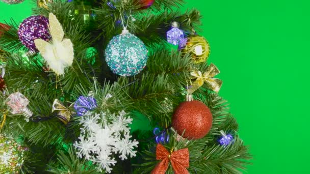 Karácsonyfa Forog Zöld Háttér — Stock videók