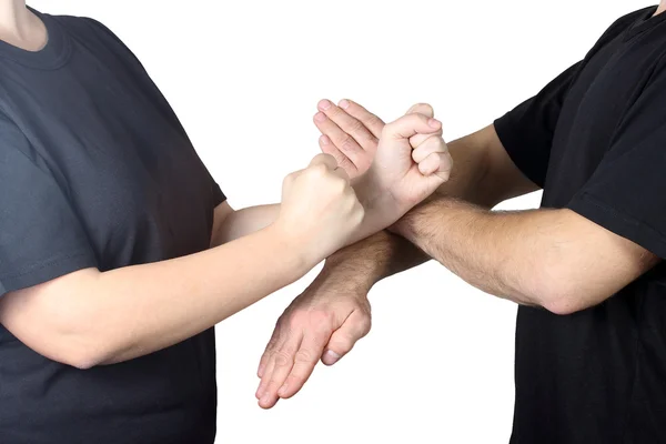 Wing Chun kung fu teknikleri erkek ve kadın yapıyorsun