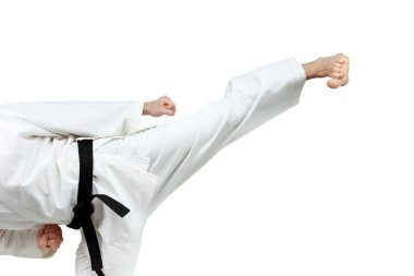Yoko-geri perfoming sporcu içinde karategi içinde