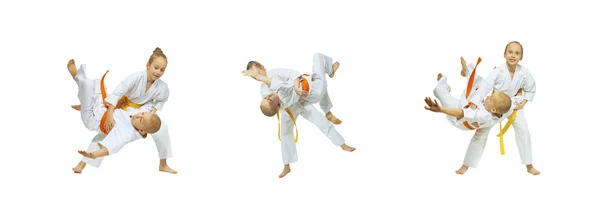 Judo Throws are doing children collage — Stock Photo, Image