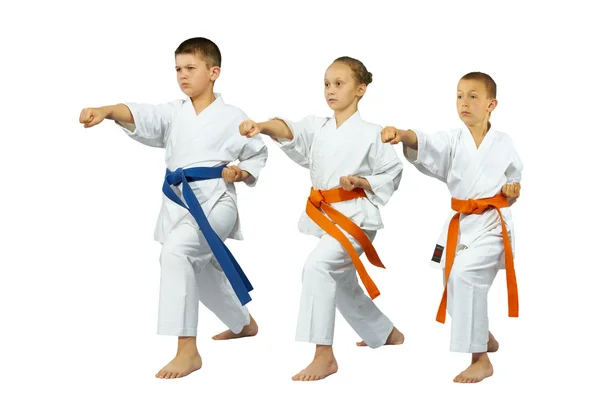 Sporcular rafa karate darbe gyaku tsuki dayak — Stok fotoğraf
