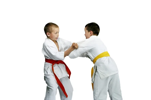 Sportsmen are doing paired exercises Judo — Stock Photo, Image