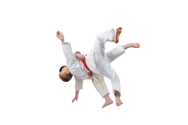 İki sporcu yüksek atar Judo eğitimi vardır — Stok fotoğraf