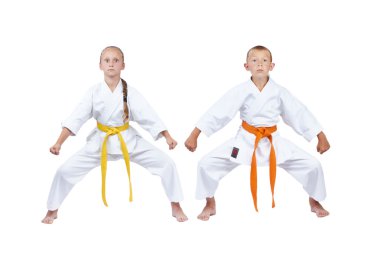Kız ve erkek raf kiba dachi karategi ayakta