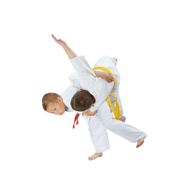 Sportsmens are doing a high throws judo — Stock Photo, Image