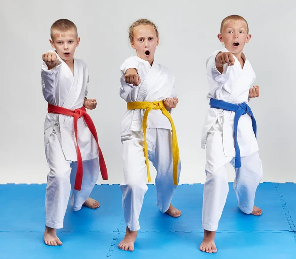 Kizami-tsuki karategi içinde sportsmens dayak — Stok fotoğraf