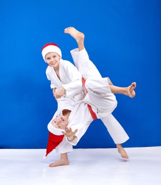 Noel Baba trenler kapaklar iki sporcular atar