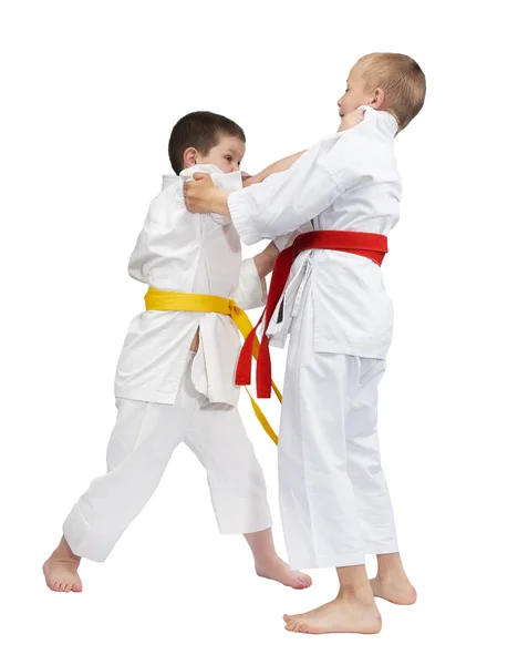 Boys are training to capture for throw — Stock Photo, Image