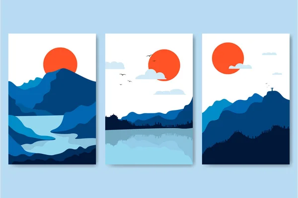 Картины Мбаппе Видами Горы Векторная Иллюстрация Голубые Горы Различных Вариациях Стоковый вектор