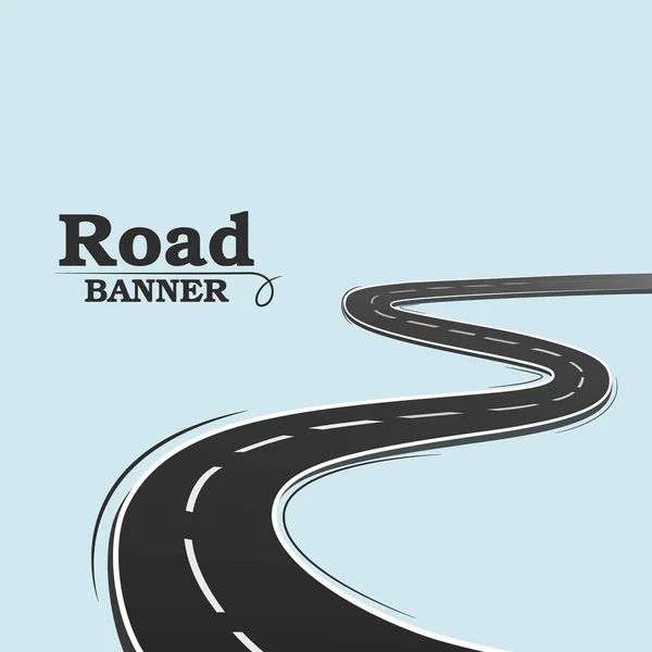 Modrá Vlajka Dlouhá Cesta Větrná Cesta Modrém Pozadí Road Banner Stock Ilustrace