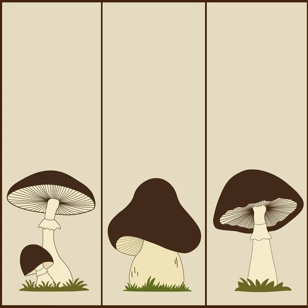 Conjunto de bandeiras verticais com cogumelos — Vetor de Stock
