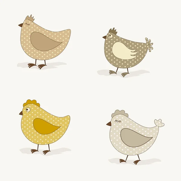 Set of cute stylized chicken — Stock Vector