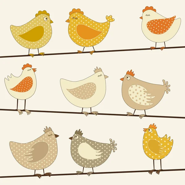 Ensemble de poulet stylisé mignon — Image vectorielle