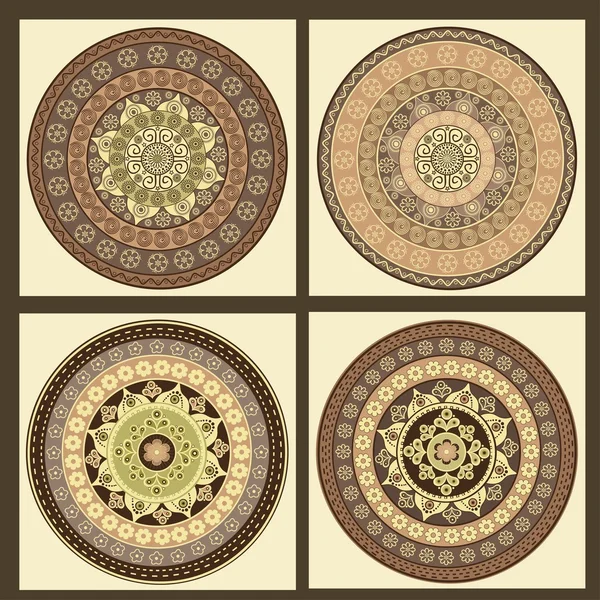 Conjunto de mandalas coloridas ornamentales — Vector de stock