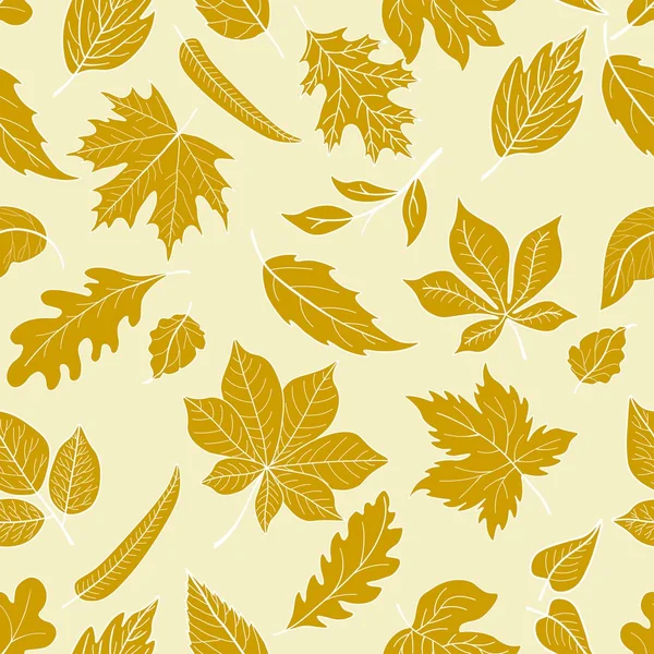 Patrón de otoño sin costuras con hojas amarillas — Archivo Imágenes Vectoriales