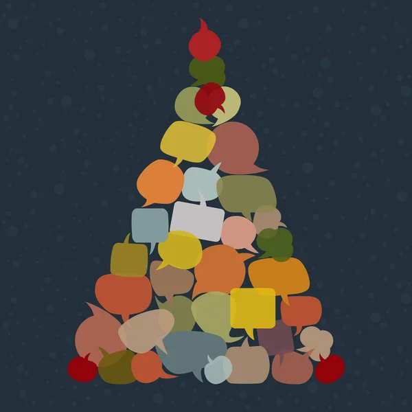 Árvore Natal Abstrata Com Bolhas Fala Coloridas Fundo Azul — Vetor de Stock