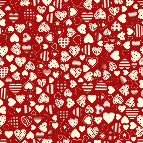 Seamless Pattern Hearts Happy Valentine Day — Stock Vector