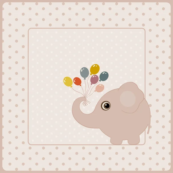 Tarjeta de felicitación de cumpleaños con elefante — Vector de stock