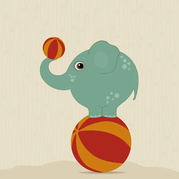 Elefante en la pelota — Vector de stock