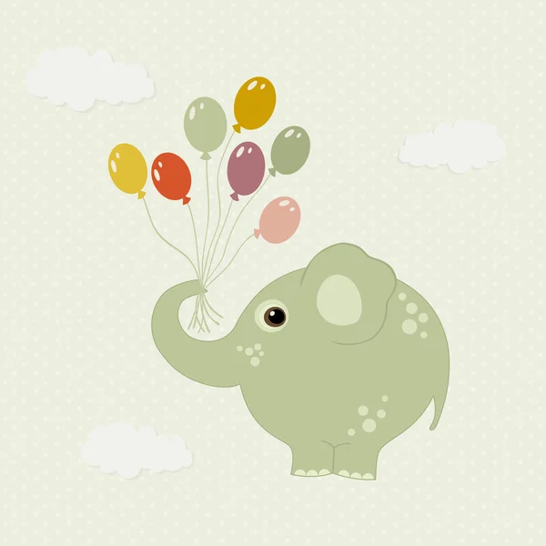 Green elephant with colorful balloons Vector Graphics